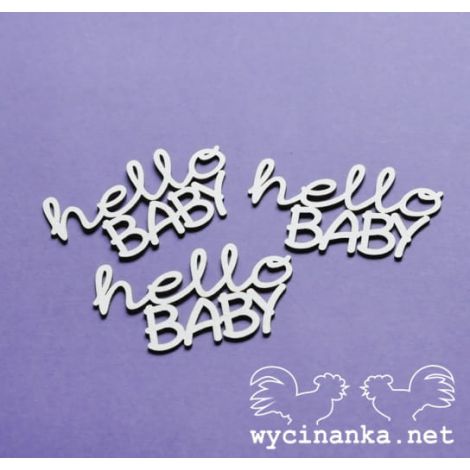 Tekturka Wycinanka Hello Baby - Napis Hello Baby, 3szt